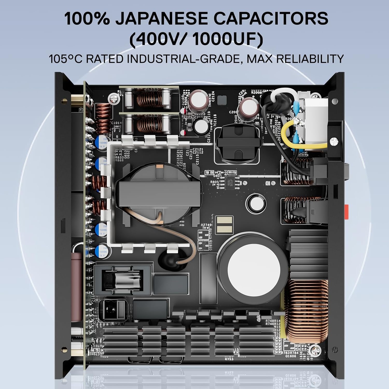 image:imageRedragon PSU017 80 Platinum 1000 Watt ATX 30 amp PCIe 50 Fully Modular Gaming Power Supply 80 Plus Certified 100 Japanese Capacitors amp Low Noise SmartECO Fan Fully Modular w12VHPWR CableATX 31 Gold BK