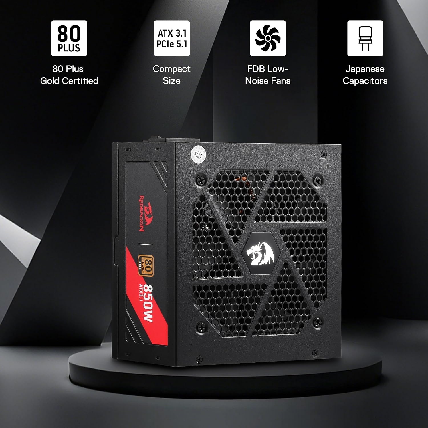 image:imageRedragon PSU017 80 Platinum 1000 Watt ATX 30 amp PCIe 50 Fully Modular Gaming Power Supply 80 Plus Certified 100 Japanese Capacitors amp Low Noise SmartECO Fan Fully Modular w12VHPWR CableATX 31 Gold BK NonModular