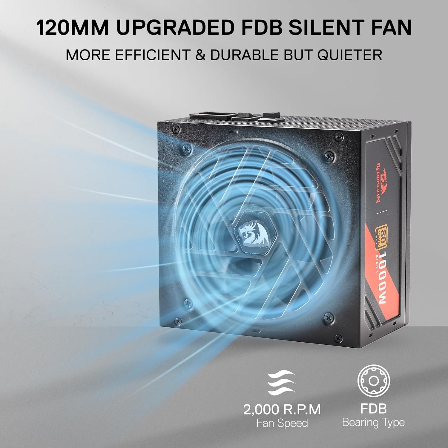 image:imageRedragon PSU017 80 Platinum 1000 Watt ATX 30 amp PCIe 50 Fully Modular Gaming Power Supply 80 Plus Certified 100 Japanese Capacitors amp Low Noise SmartECO Fan Fully Modular w12VHPWR CableATX 31 Gold BK
