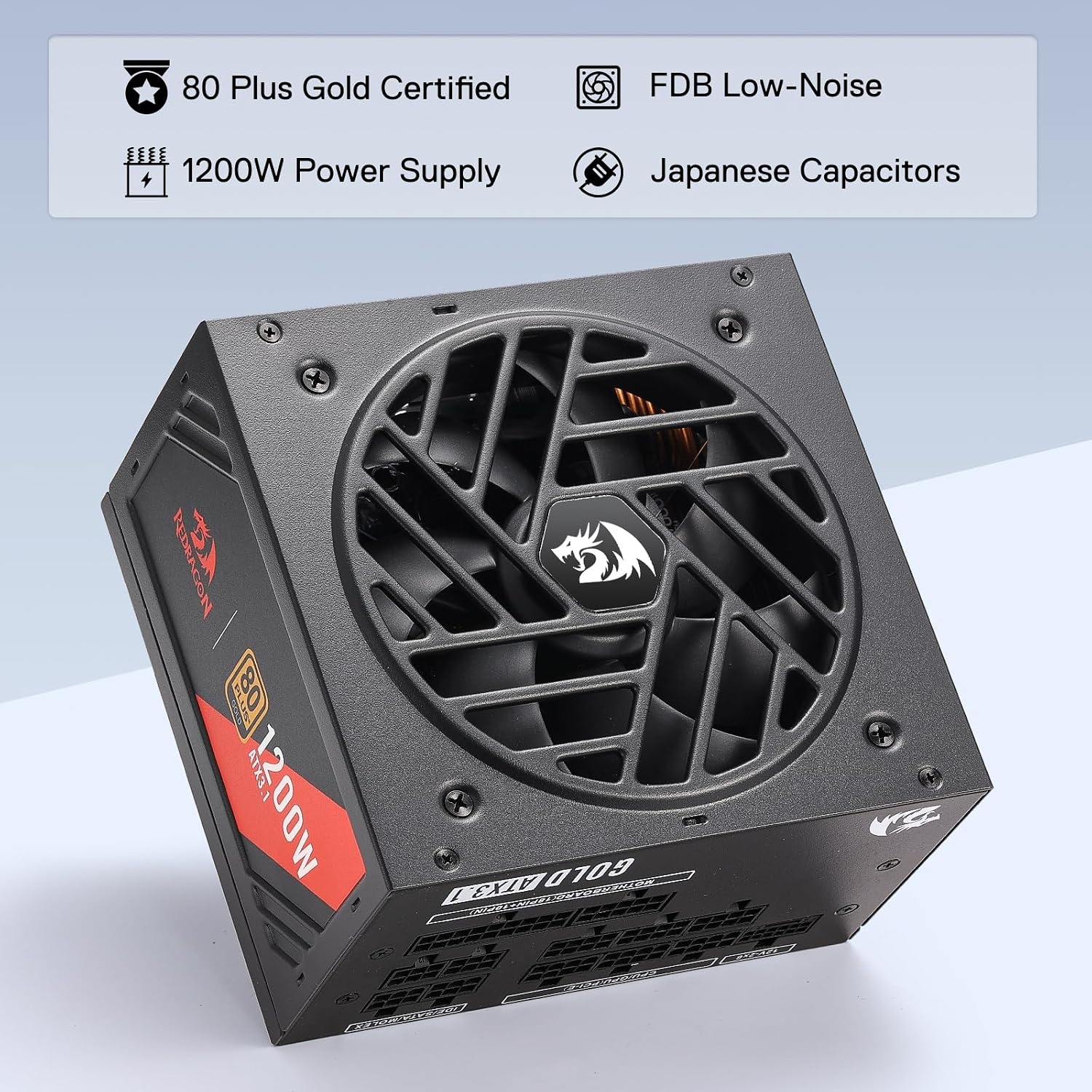 image:imageRedragon PSU017 80 Platinum 1000 Watt ATX 30 amp PCIe 50 Fully Modular Gaming Power Supply 80 Plus Certified 100 Japanese Capacitors amp Low Noise SmartECO Fan Fully Modular w12VHPWR CableATX 31 Gold BK