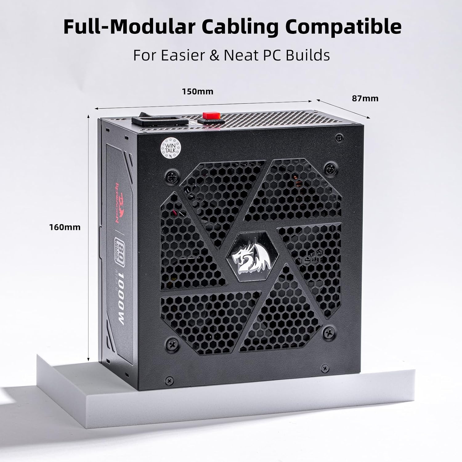 image:imageRedragon PSU017 80 Platinum 1000 Watt ATX 30 amp PCIe 50 Fully Modular Gaming Power Supply 80 Plus Certified 100 Japanese Capacitors amp Low Noise SmartECO Fan Fully Modular w12VHPWR CableATX 30 Platinum BK