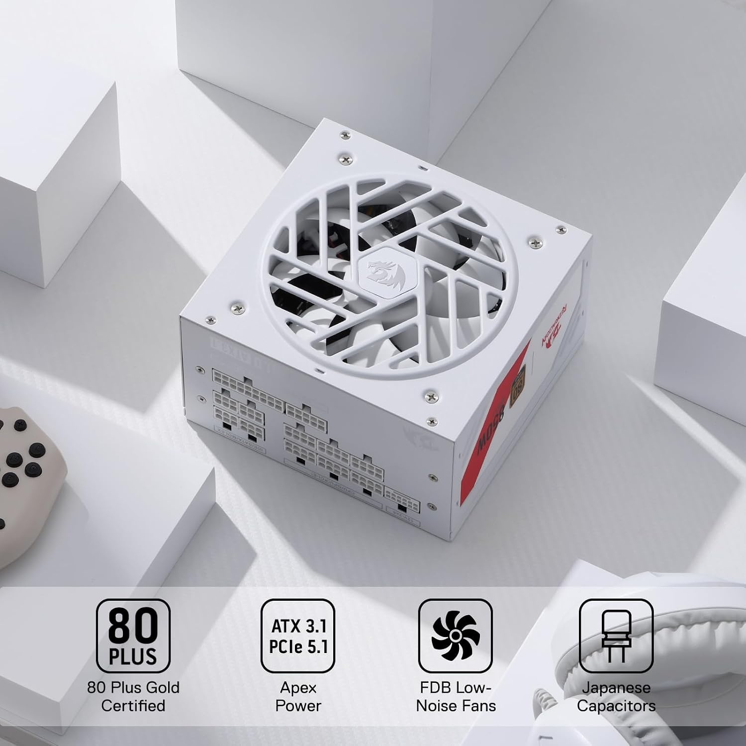 image:imageRedragon PSU017 80 Platinum 1000 Watt ATX 30 amp PCIe 50 Fully Modular Gaming Power Supply 80 Plus Certified 100 Japanese Capacitors amp Low Noise SmartECO Fan Fully Modular w12VHPWR CableATX 31 Gold WT