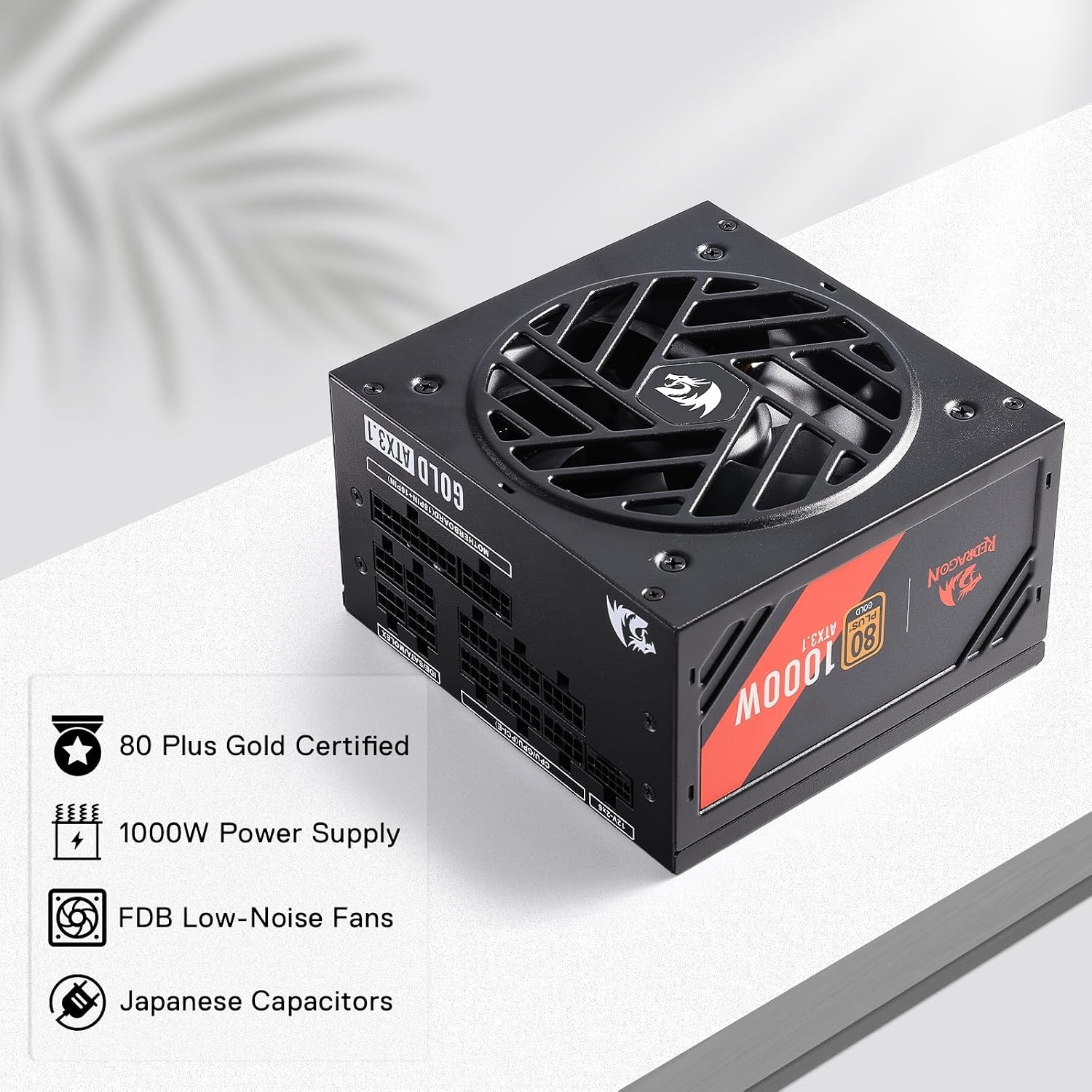 image:imageRedragon PSU017 80 Platinum 1000 Watt ATX 30 amp PCIe 50 Fully Modular Gaming Power Supply 80 Plus Certified 100 Japanese Capacitors amp Low Noise SmartECO Fan Fully Modular w12VHPWR CableATX 31 Gold BK