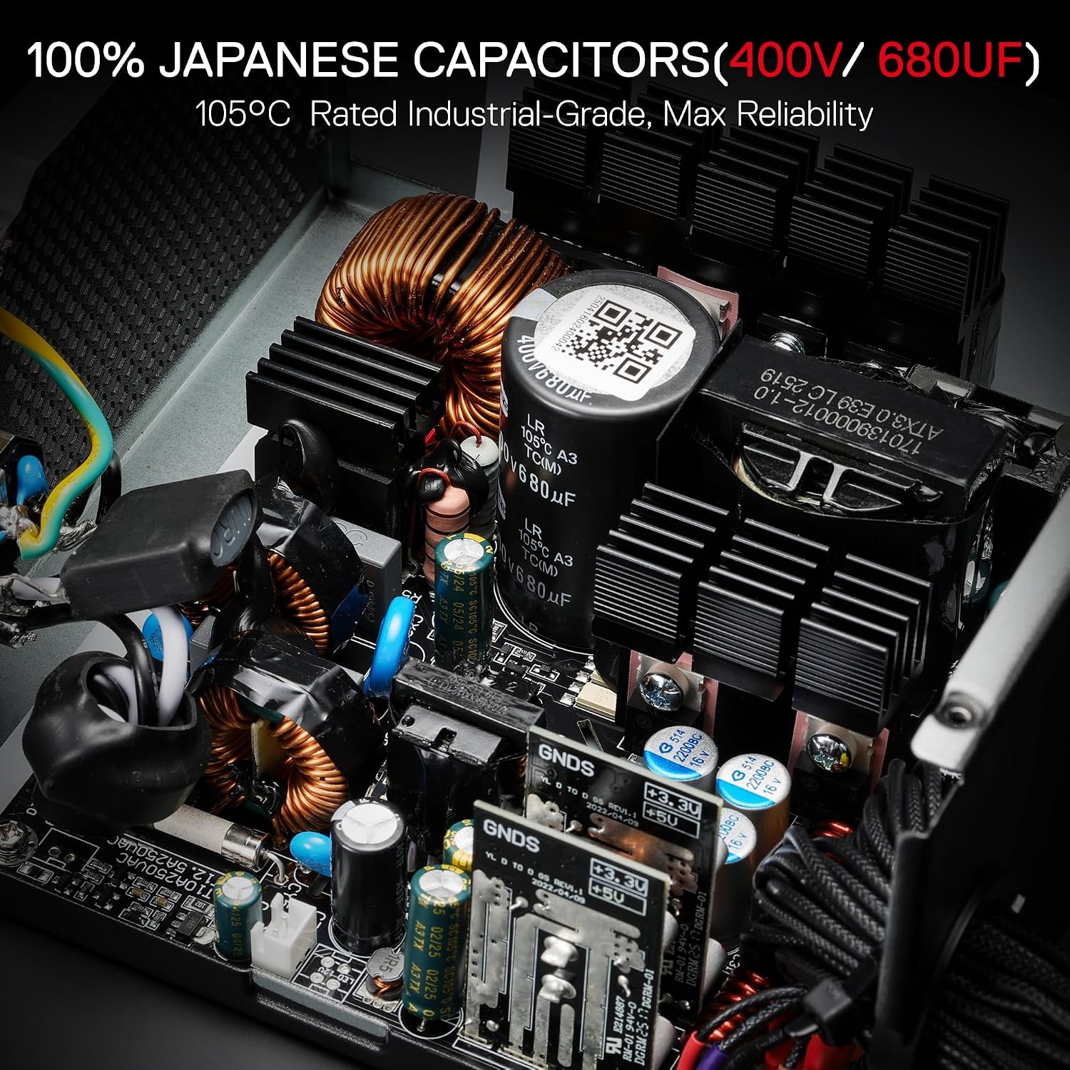 image:imageRedragon PSU017 80 Platinum 1000 Watt ATX 30 amp PCIe 50 Fully Modular Gaming Power Supply 80 Plus Certified 100 Japanese Capacitors amp Low Noise SmartECO Fan Fully Modular w12VHPWR CableATX 31 Gold WT NonModular