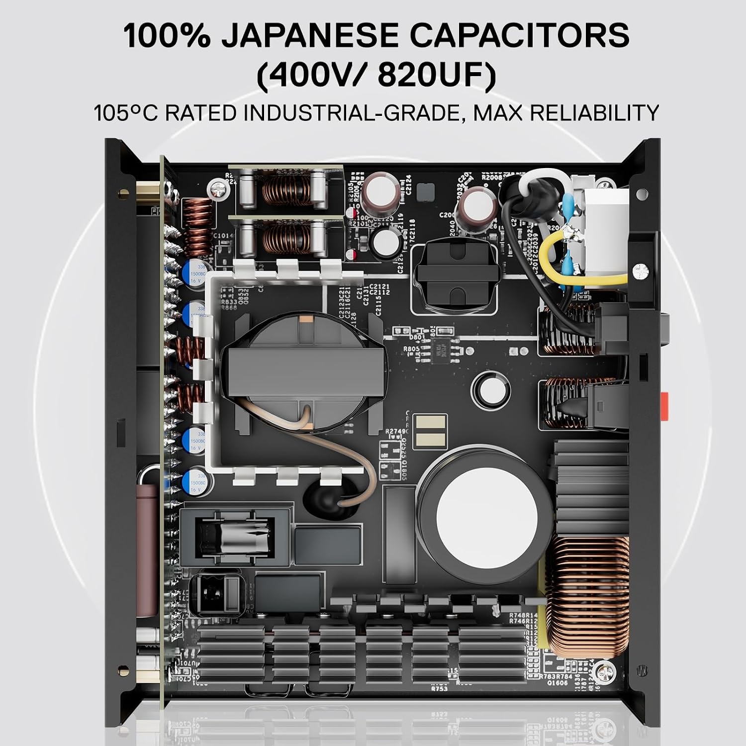 image:imageRedragon PSU017 80 Platinum 1000 Watt ATX 30 amp PCIe 50 Fully Modular Gaming Power Supply 80 Plus Certified 100 Japanese Capacitors amp Low Noise SmartECO Fan Fully Modular w12VHPWR CableATX 31 Gold BK