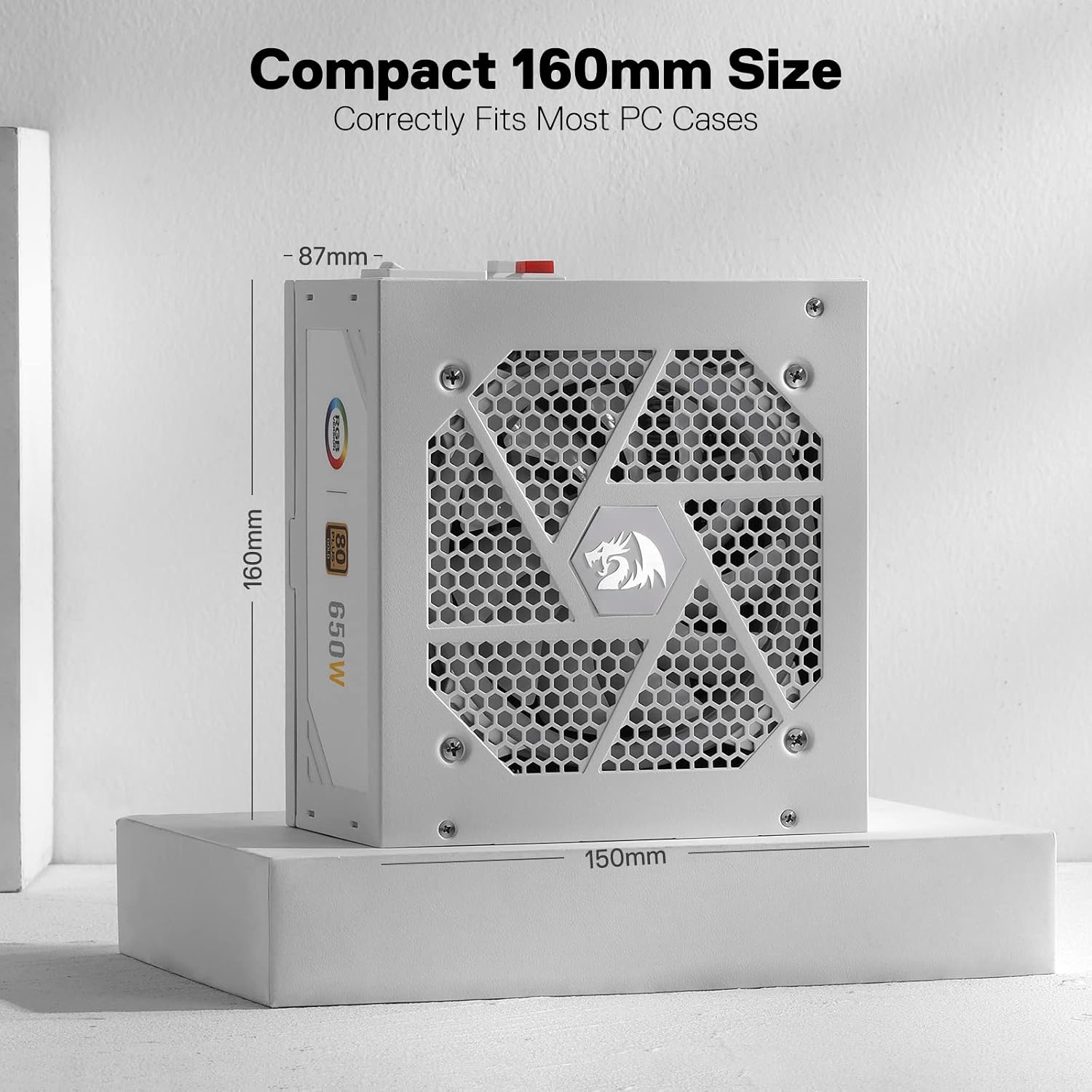 image:imageRedragon PSU017 80 Platinum 1000 Watt ATX 30 amp PCIe 50 Fully Modular Gaming Power Supply 80 Plus Certified 100 Japanese Capacitors amp Low Noise SmartECO Fan Fully Modular w12VHPWR CableATX Gold WT RGB