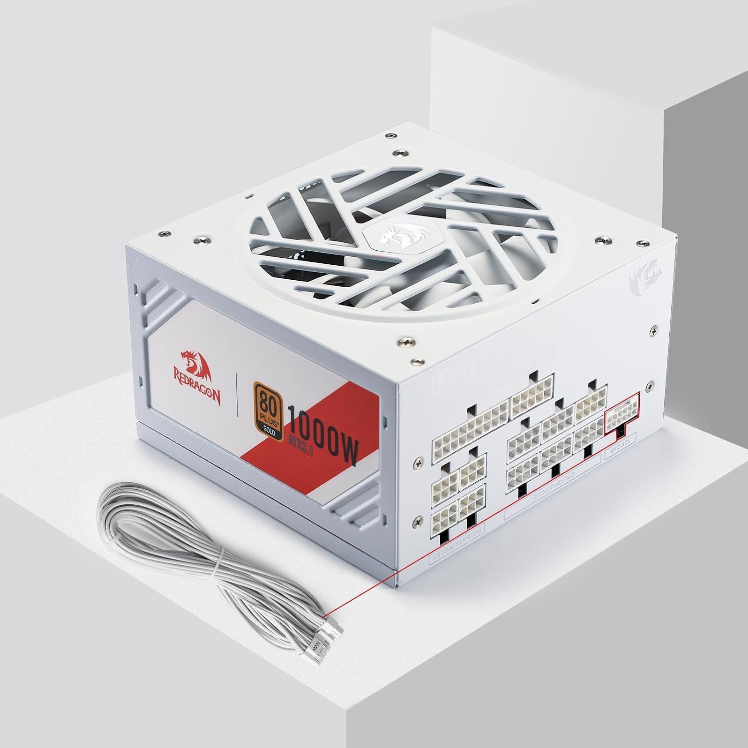 image:imageRedragon PSU017 80 Platinum 1000 Watt ATX 30 amp PCIe 50 Fully Modular Gaming Power Supply 80 Plus Certified 100 Japanese Capacitors amp Low Noise SmartECO Fan Fully Modular w12VHPWR CableATX 31 Gold WT