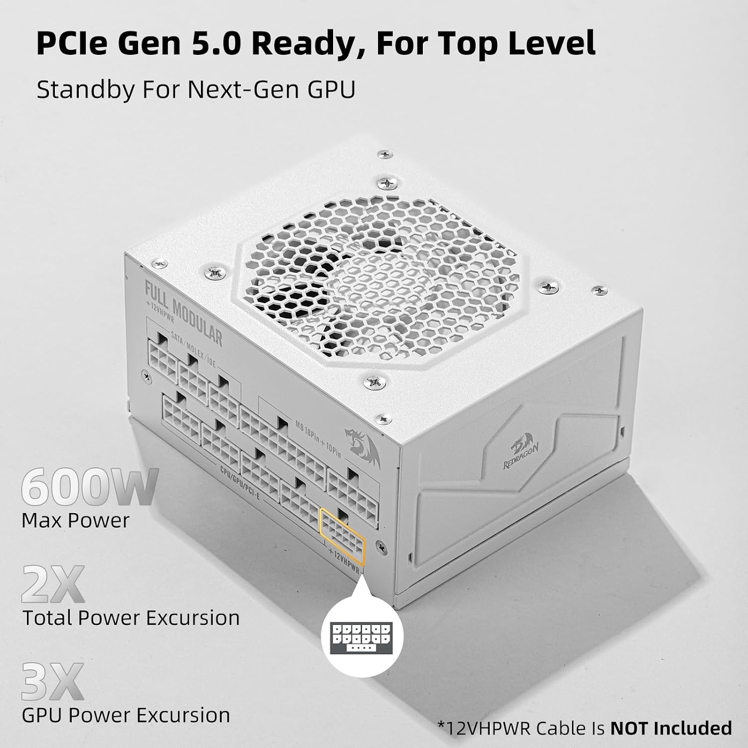 image:imageRedragon PSU017 80 Platinum 1000 Watt ATX 30 amp PCIe 50 Fully Modular Gaming Power Supply 80 Plus Certified 100 Japanese Capacitors amp Low Noise SmartECO Fan Fully Modular w12VHPWR CableSFX Platinum WT