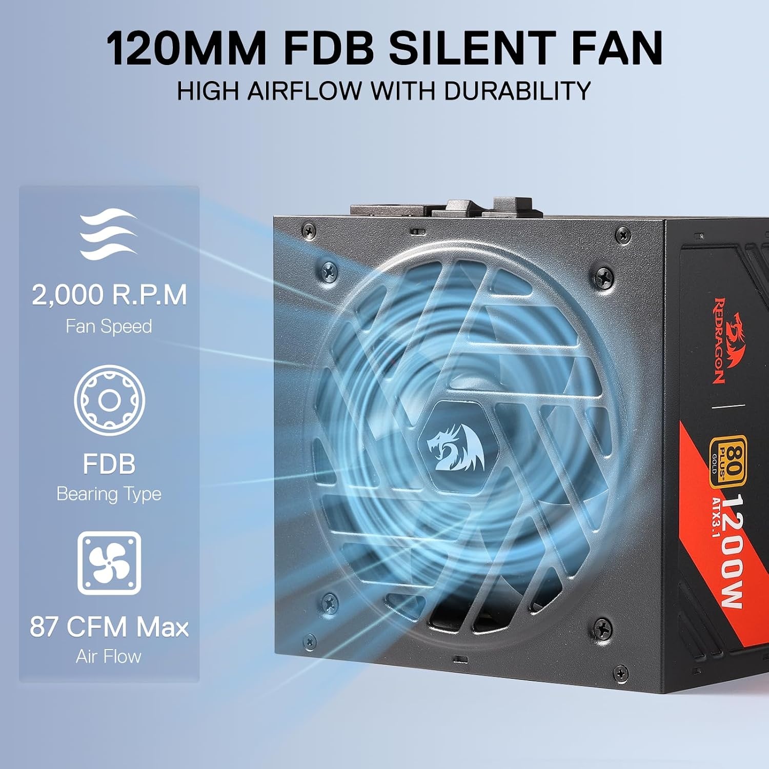 image:imageRedragon PSU017 80 Platinum 1000 Watt ATX 30 amp PCIe 50 Fully Modular Gaming Power Supply 80 Plus Certified 100 Japanese Capacitors amp Low Noise SmartECO Fan Fully Modular w12VHPWR CableATX 31 Gold BK