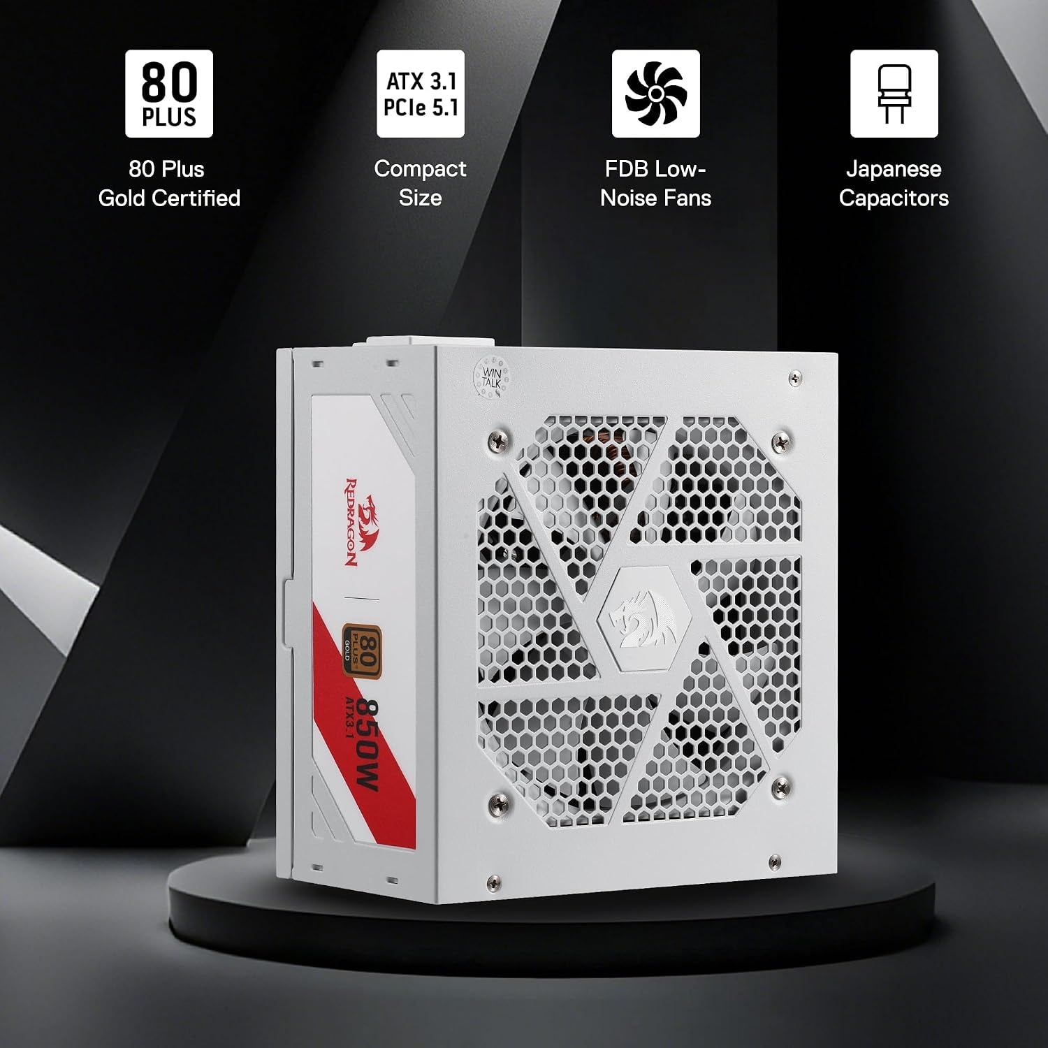 image:imageRedragon PSU017 80 Platinum 1000 Watt ATX 30 amp PCIe 50 Fully Modular Gaming Power Supply 80 Plus Certified 100 Japanese Capacitors amp Low Noise SmartECO Fan Fully Modular w12VHPWR CableATX 31 Gold WT NonModular