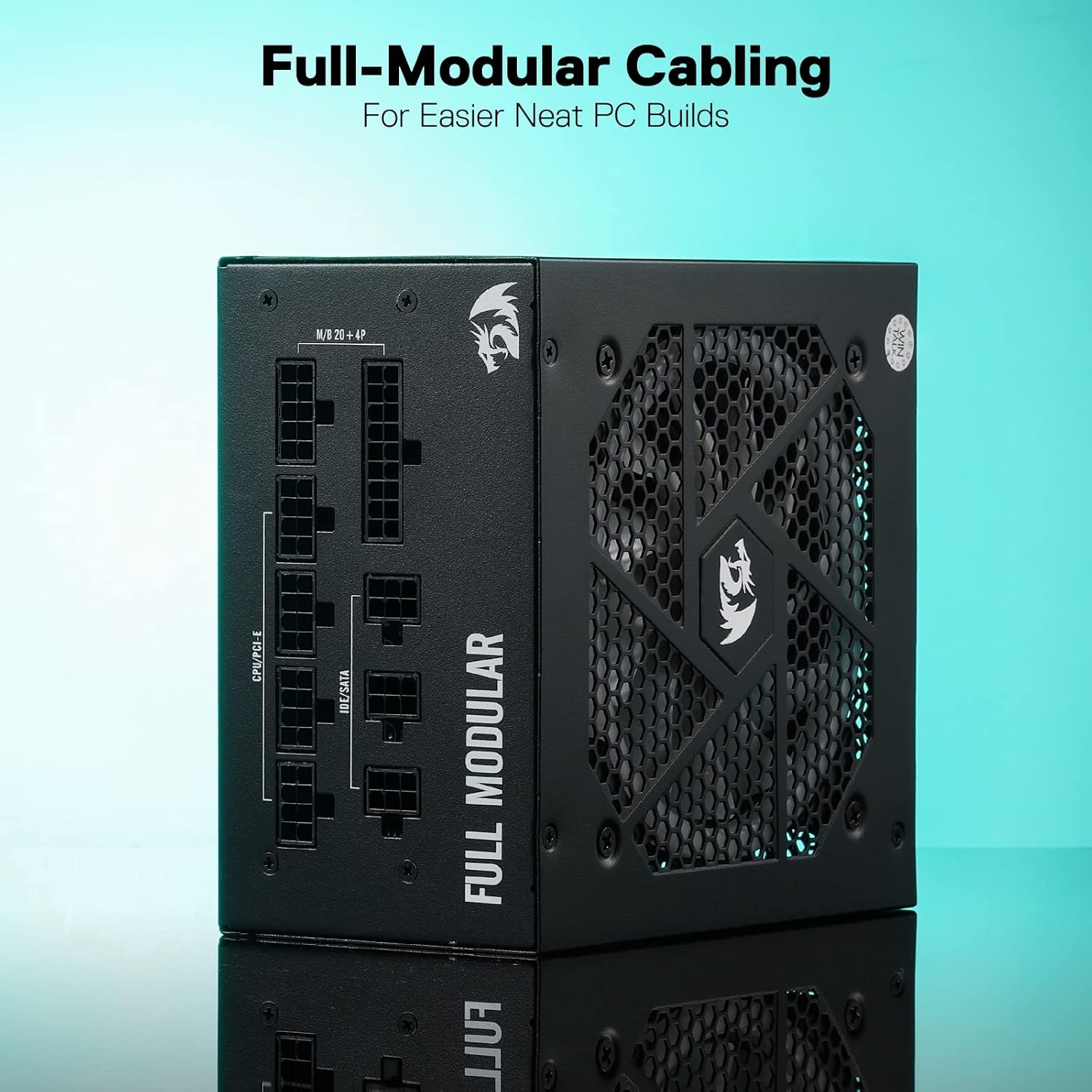image:imageRedragon PSU017 80 Platinum 1000 Watt ATX 30 amp PCIe 50 Fully Modular Gaming Power Supply 80 Plus Certified 100 Japanese Capacitors amp Low Noise SmartECO Fan Fully Modular w12VHPWR CableATX Gold BK RGB
