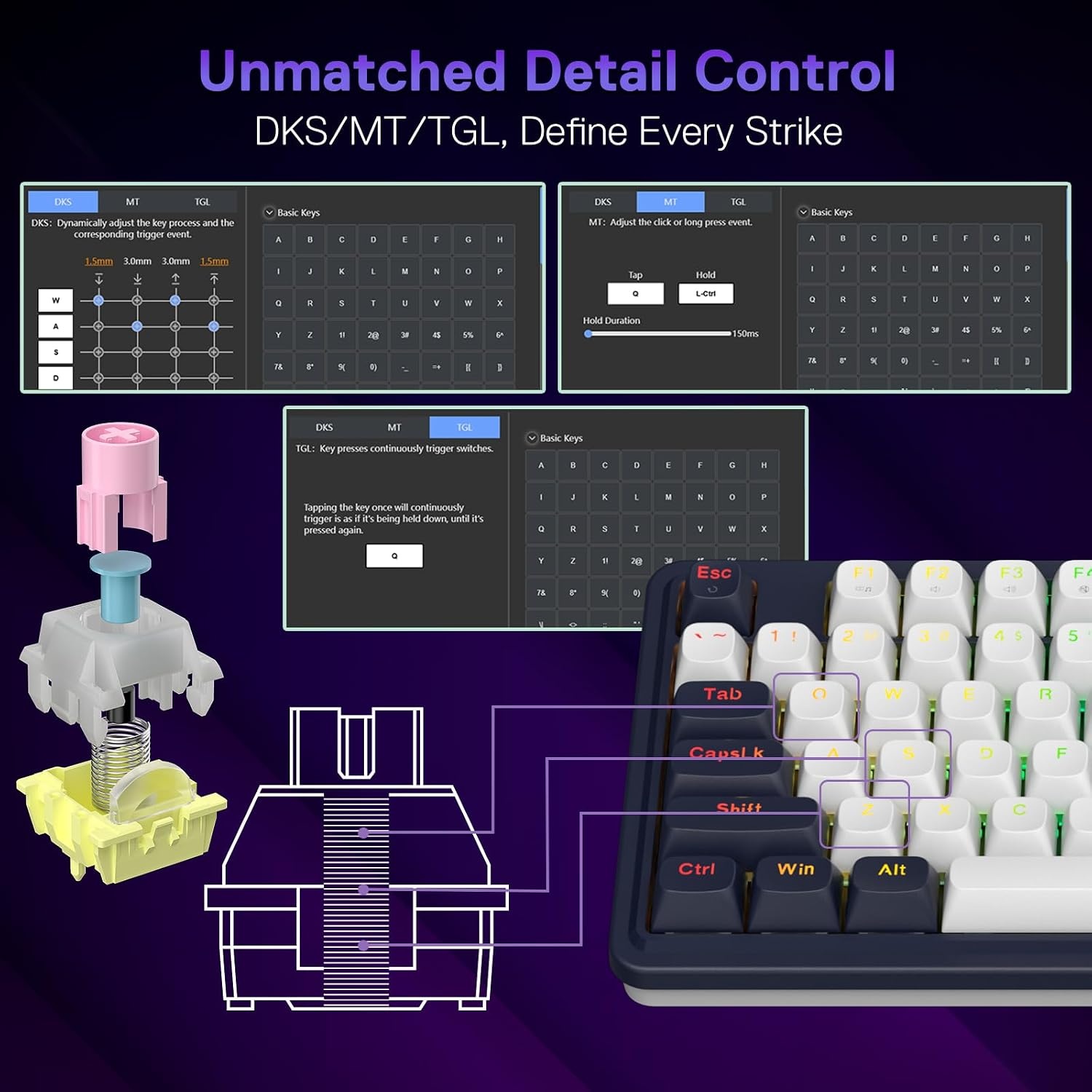 image:imageRedragon K673 PRO Wireless 81Key RGB Gasket Gaming Keyboard Scroll KnobAbyssal Blue HE Version