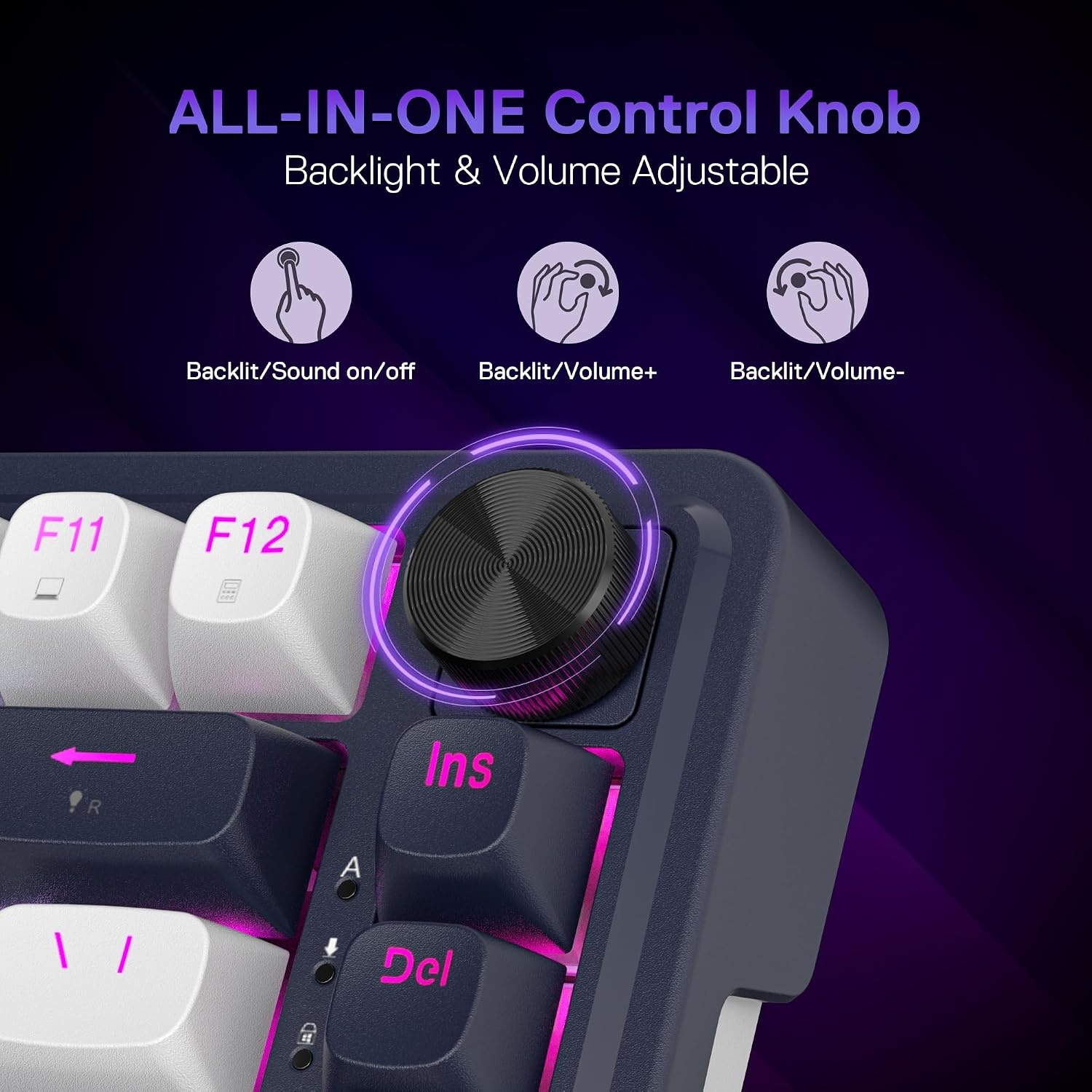 image:imageRedragon K673 PRO Wireless 81Key RGB Gasket Gaming Keyboard Scroll KnobAbyssal Blue HE Version
