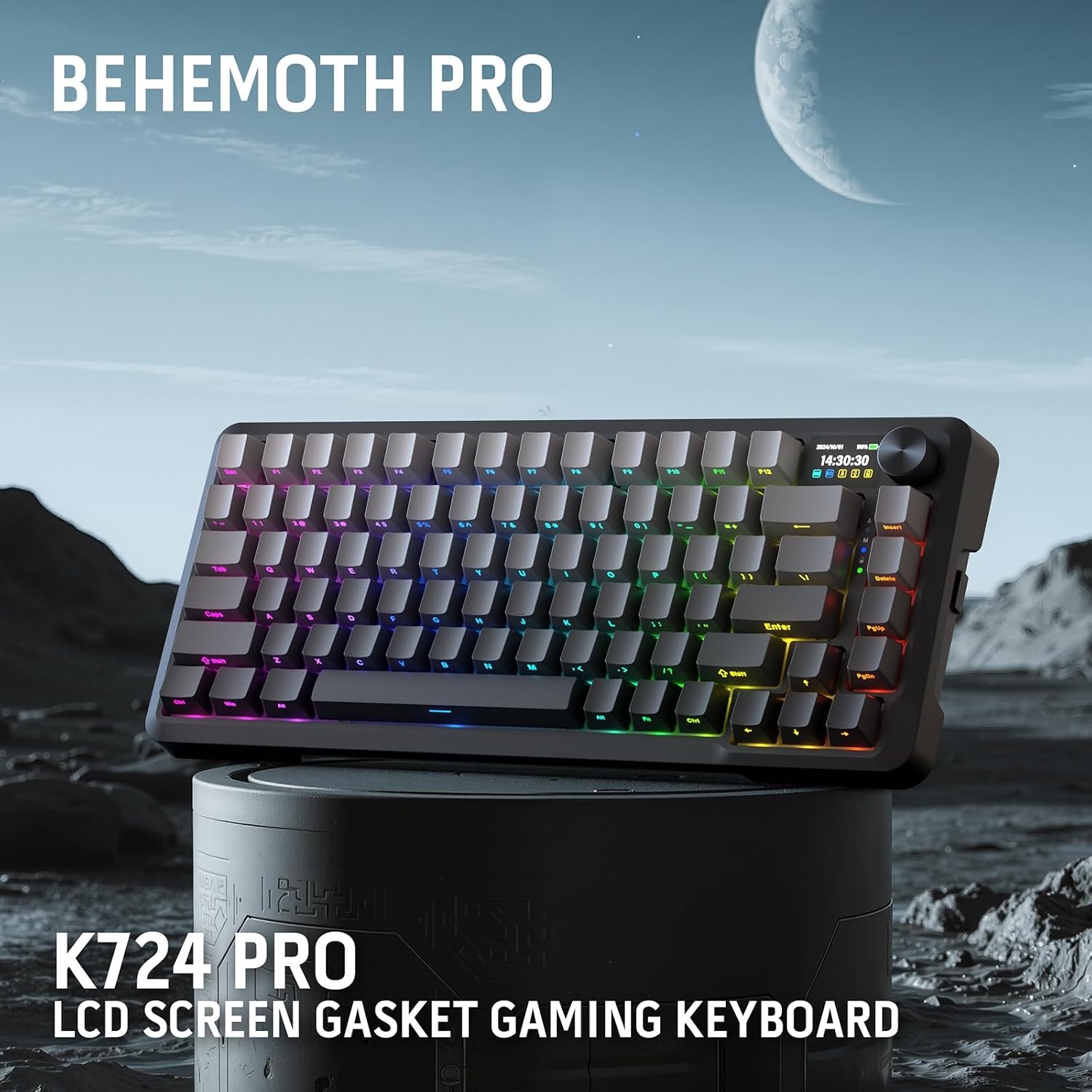 image:imageRedragon K673 PRO Wireless 81Key RGB Gasket Gaming Keyboard Scroll KnobConcrete Jungle