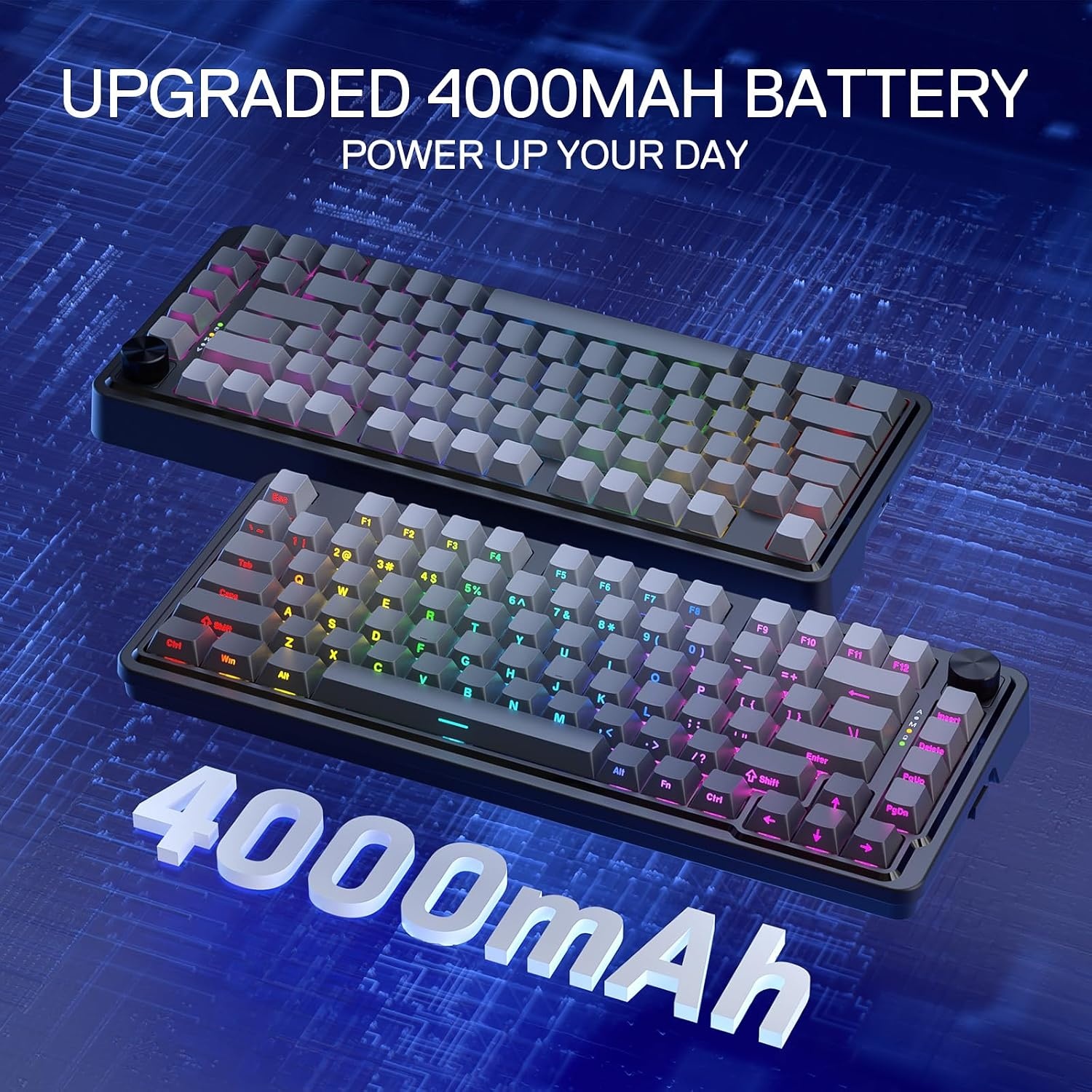image:imageRedragon K673 PRO Wireless 81Key RGB Gasket Gaming Keyboard Scroll KnobConcrete Jungle