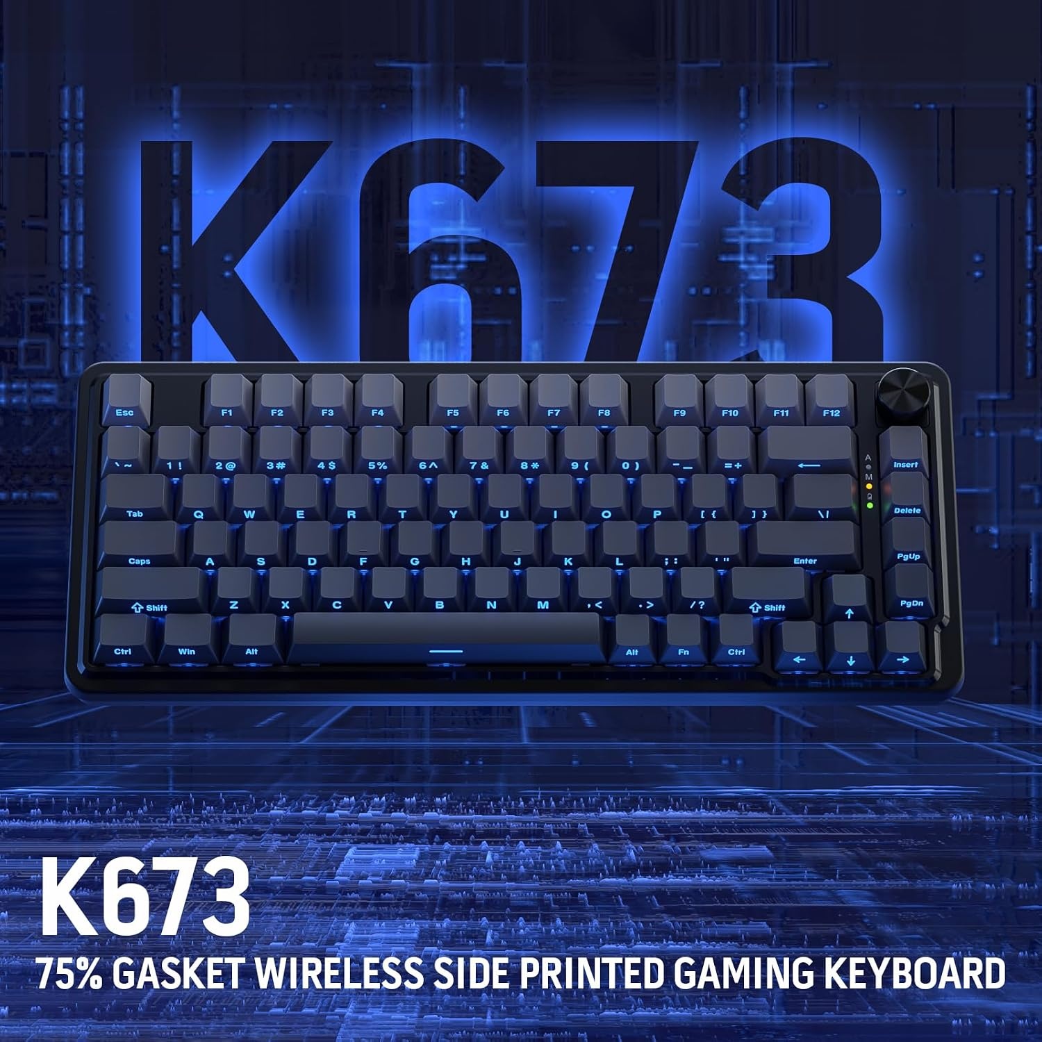 image:imageRedragon K673 PRO Wireless 81Key RGB Gasket Gaming Keyboard Scroll KnobConcrete Jungle