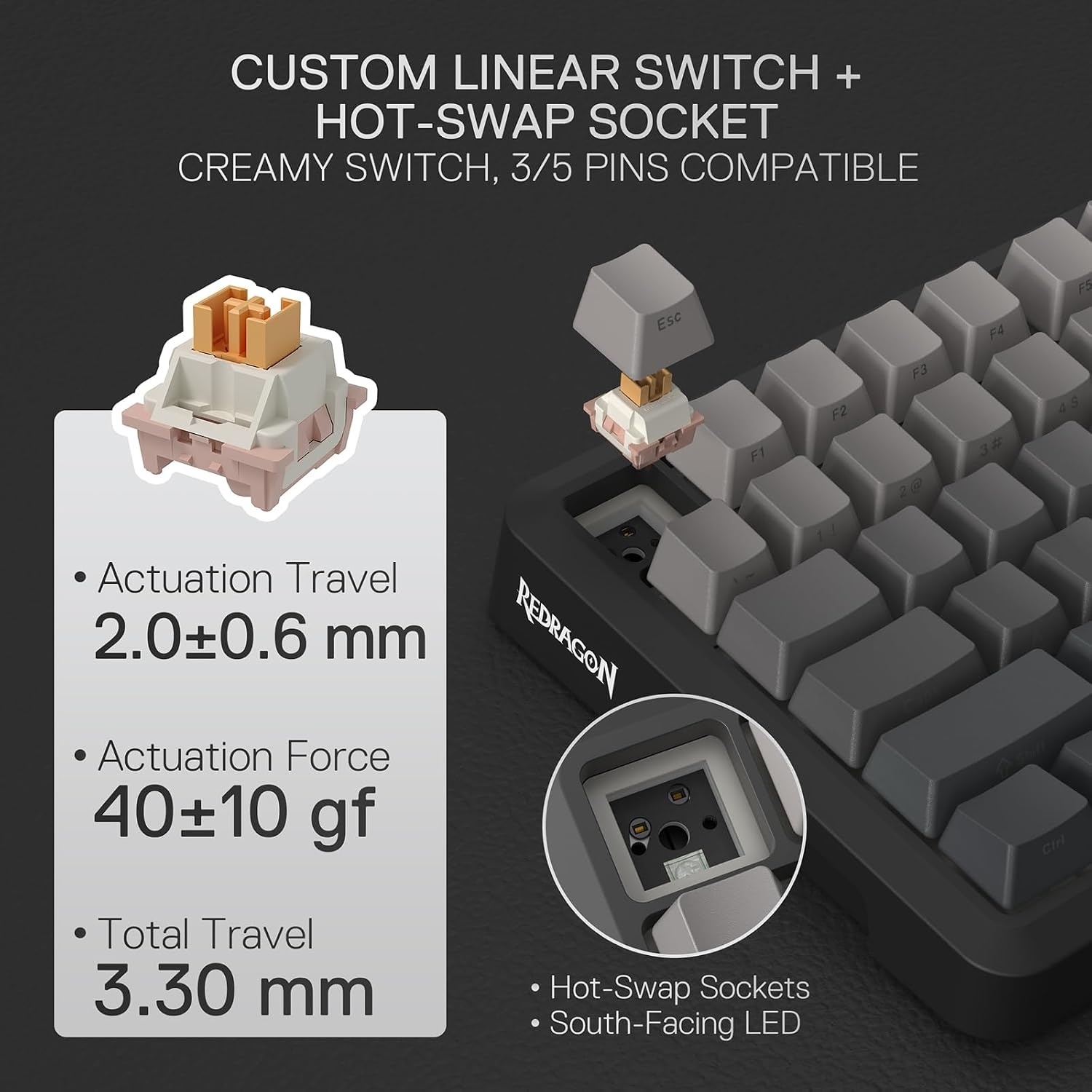 image:imageRedragon K673 PRO Wireless 81Key RGB Gasket Gaming Keyboard Scroll KnobConcrete Jungle
