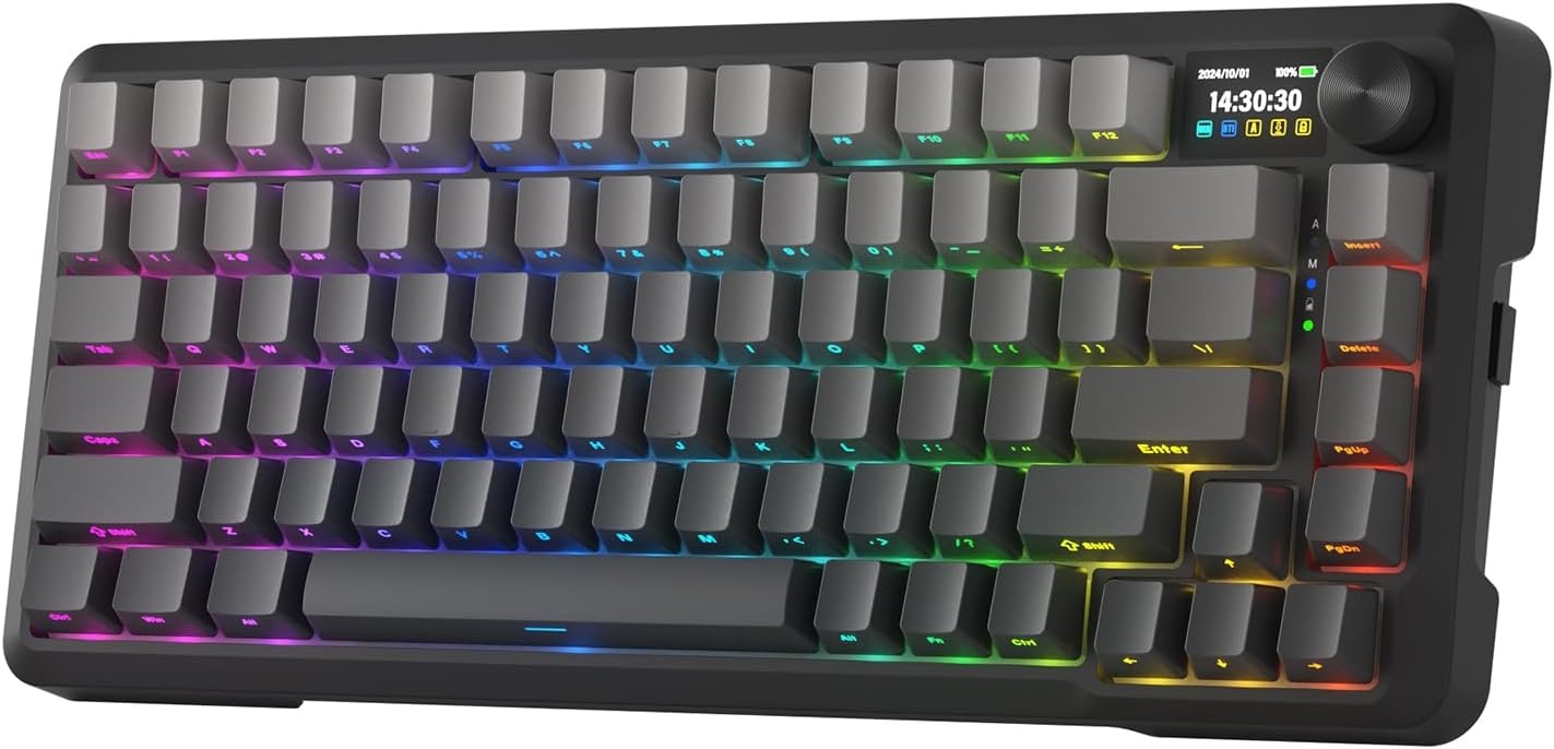 image:imageRedragon K673 PRO Wireless 81Key RGB Gasket Gaming Keyboard Scroll KnobConcrete Jungle