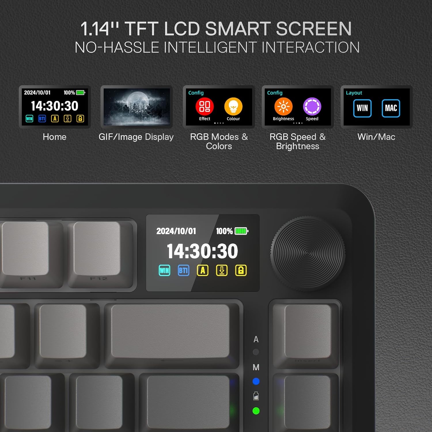 image:imageRedragon K673 PRO Wireless 81Key RGB Gasket Gaming Keyboard Scroll KnobConcrete Jungle