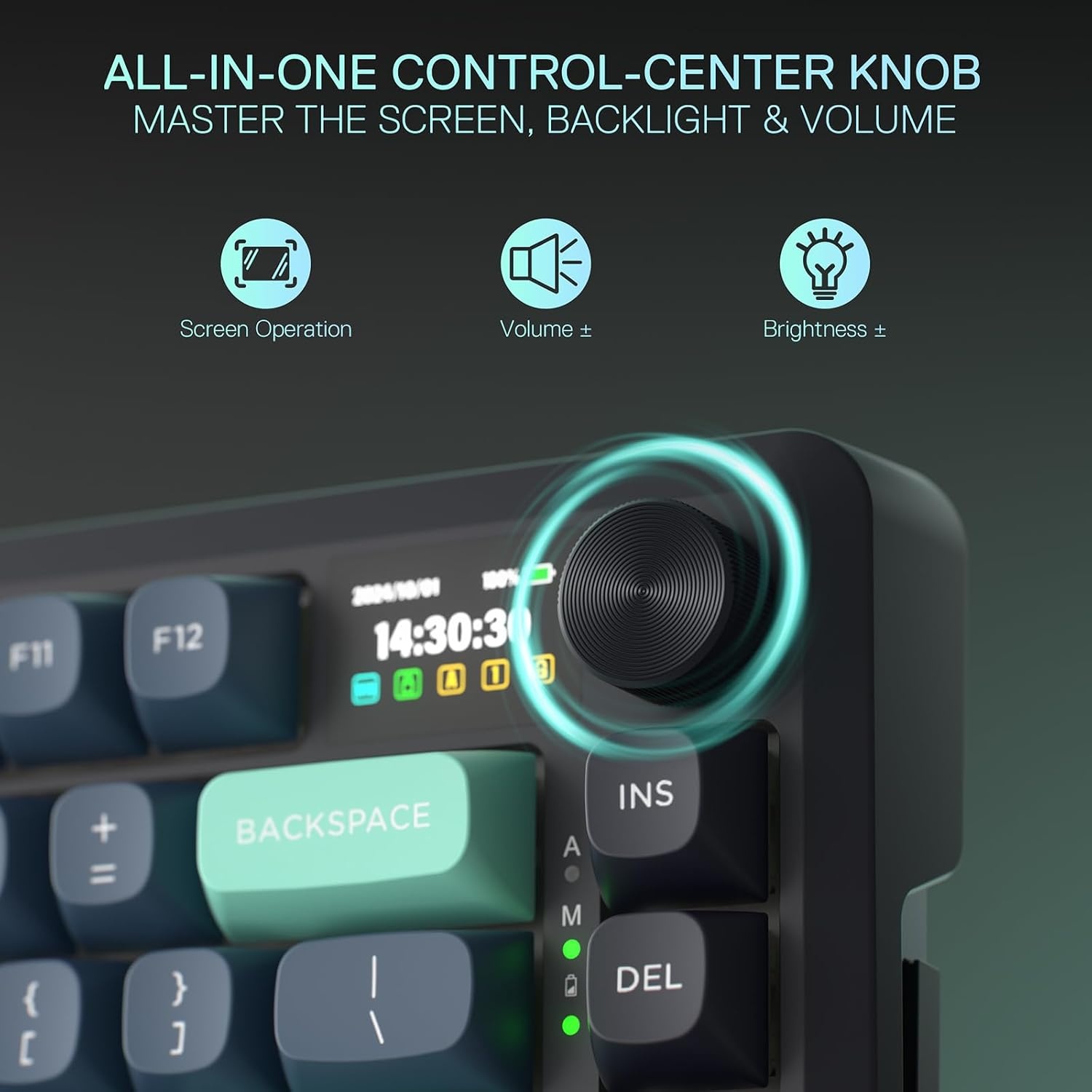 image:imageRedragon K673 PRO Wireless 81Key RGB Gasket Gaming Keyboard Scroll KnobDark Jade