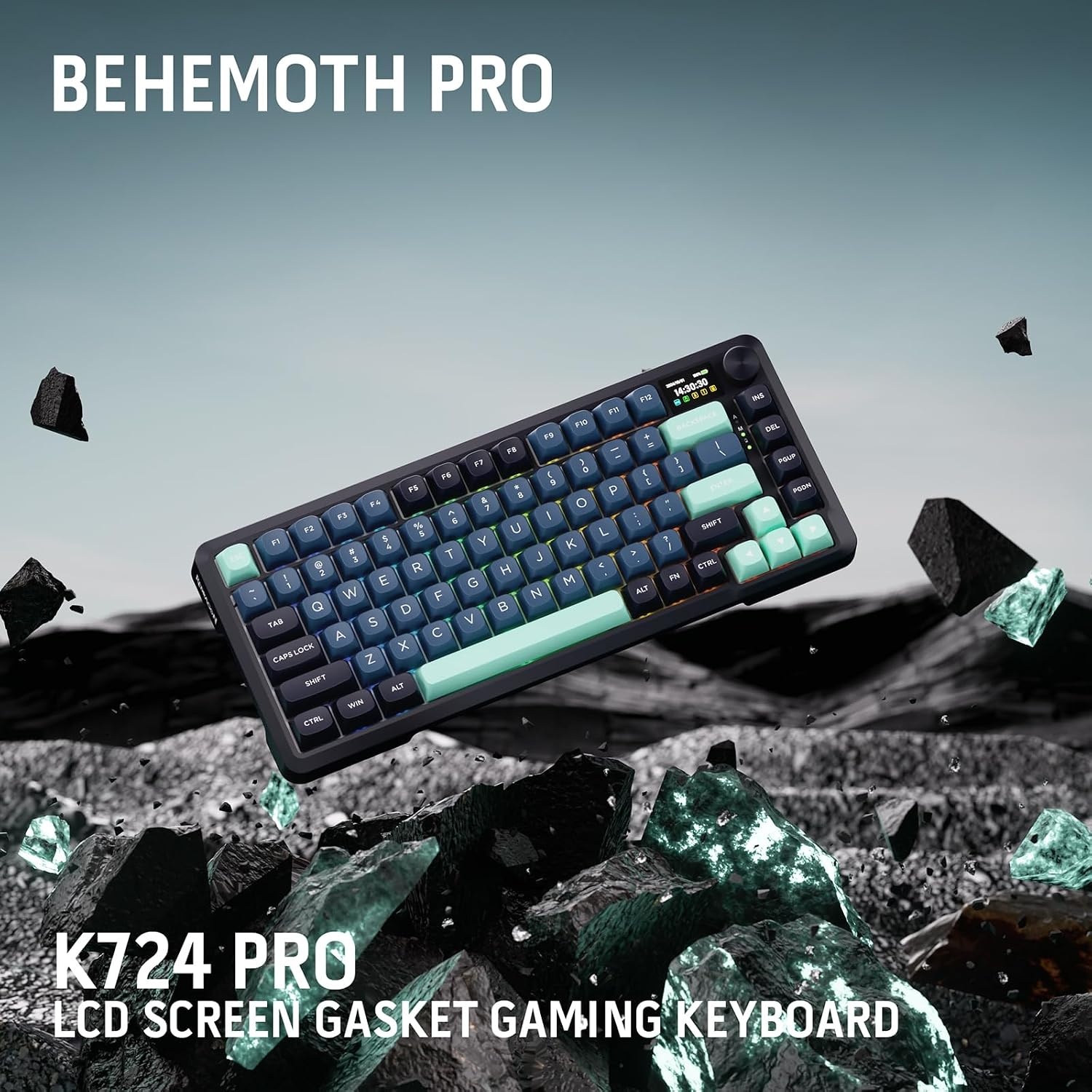 image:imageRedragon K673 PRO Wireless 81Key RGB Gasket Gaming Keyboard Scroll KnobDark Jade