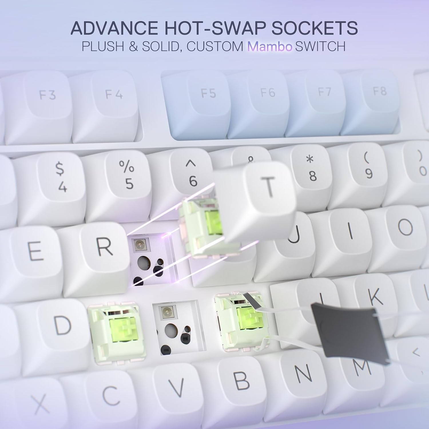 image:imageRedragon K673 PRO Wireless 81Key RGB Gasket Gaming Keyboard Scroll KnobMoonrise Violet