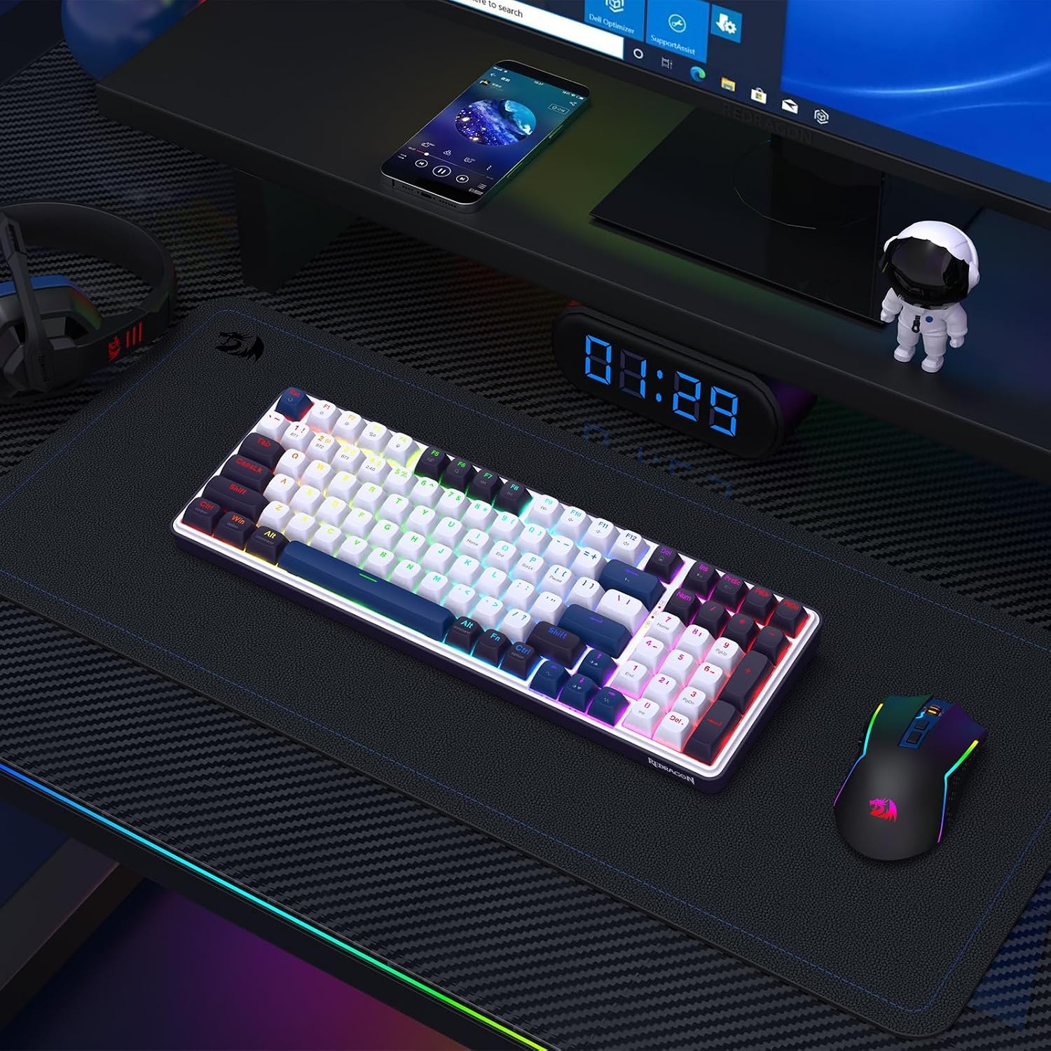 image:imageRedragon K686 PRO Wireless RGB Gasket Gaming Keyboard DyeSub Anime KeycapCerulean Polar