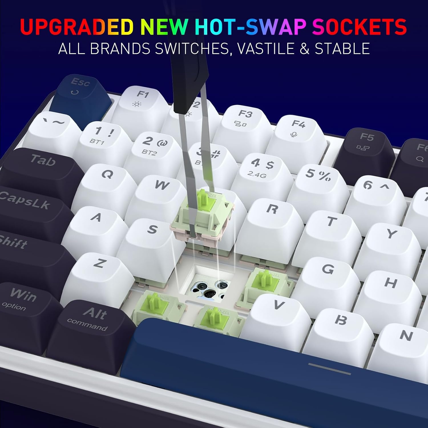 image:imageRedragon K686 PRO Wireless RGB Gasket Gaming Keyboard DyeSub Anime KeycapCerulean Polar