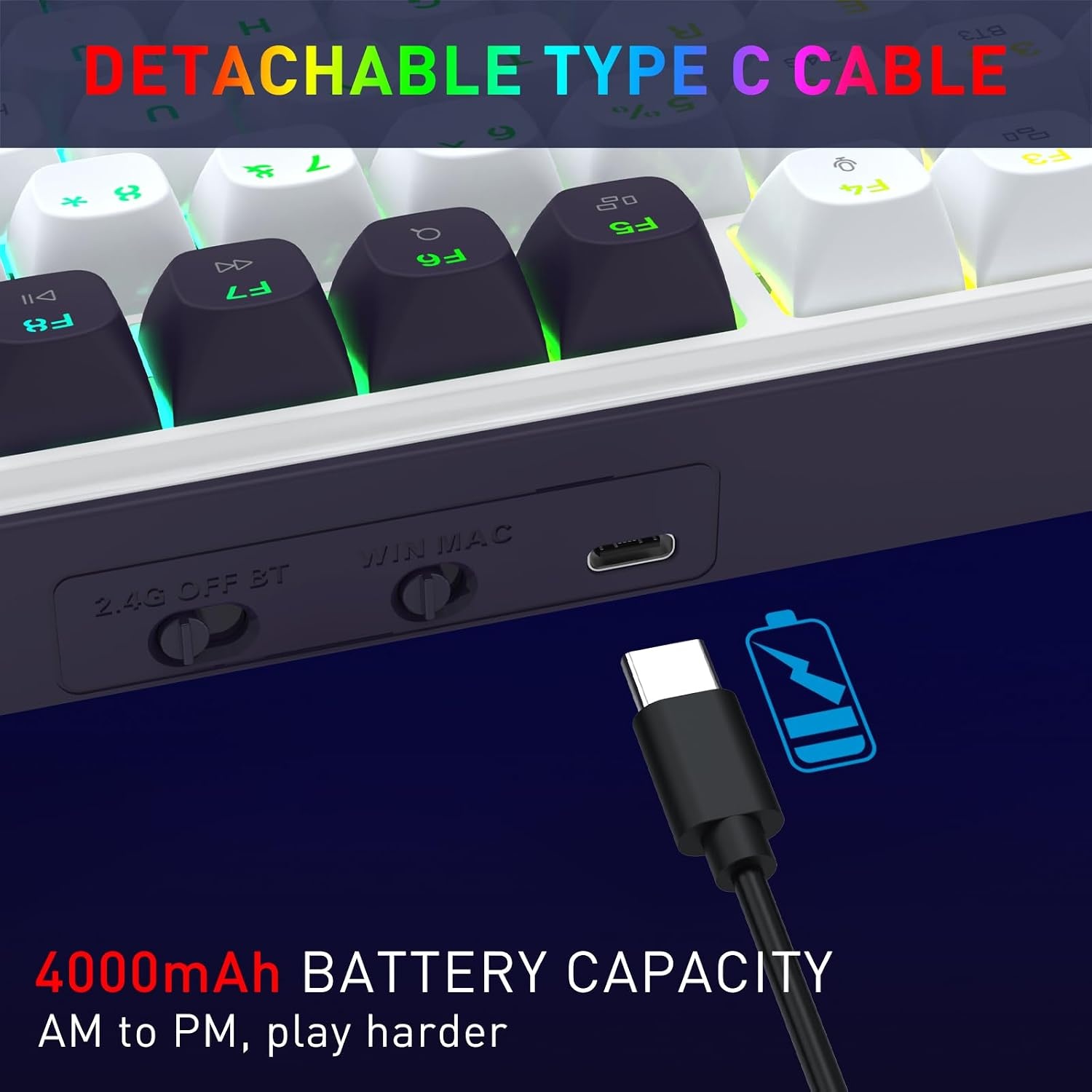 image:imageRedragon K686 PRO Wireless RGB Gasket Gaming Keyboard DyeSub Anime KeycapCerulean Polar