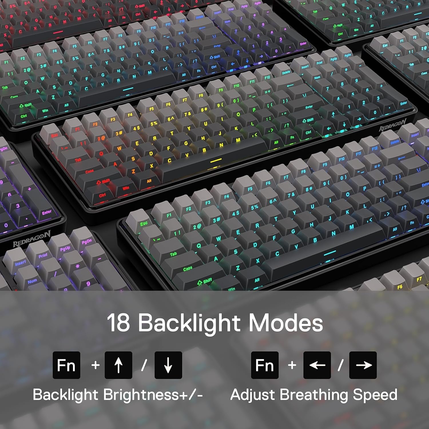 image:imageRedragon K686 PRO Wireless RGB Gasket Gaming Keyboard DyeSub Anime KeycapConcrete Jungle