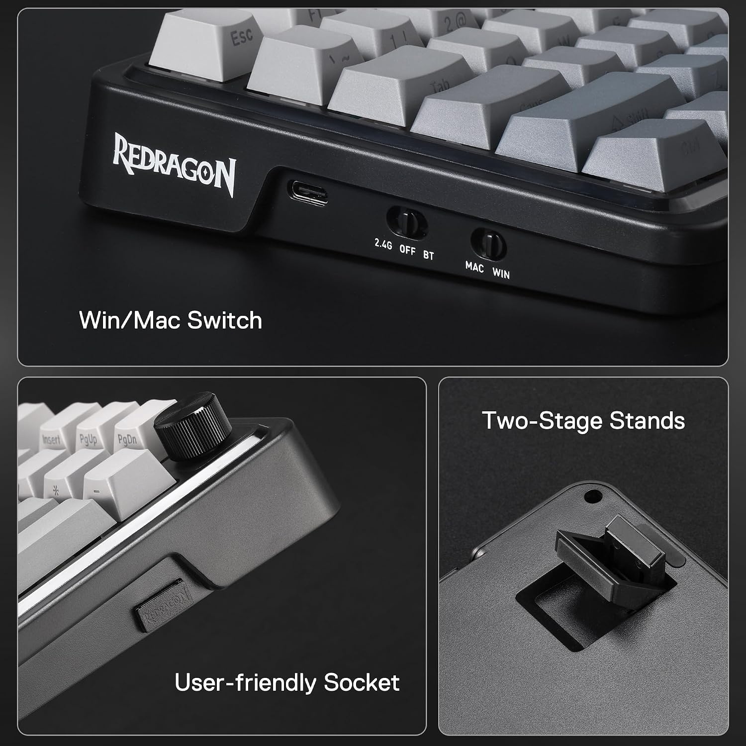 image:imageRedragon K686 PRO Wireless RGB Gasket Gaming Keyboard DyeSub Anime KeycapConcrete Jungle