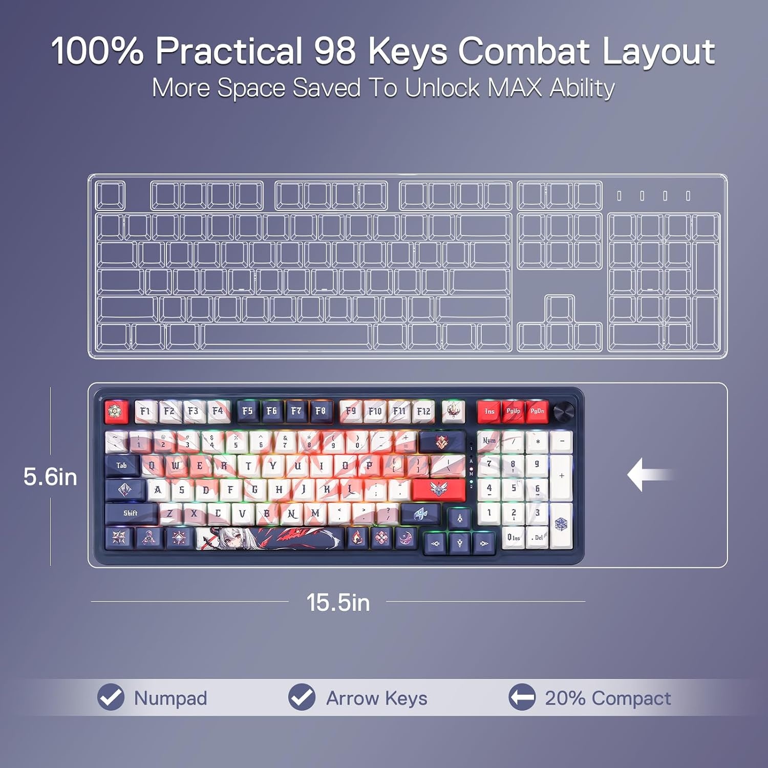 image:imageRedragon K686 PRO Wireless RGB Gasket Gaming Keyboard DyeSub Anime KeycapEisas Paradox Anime Version