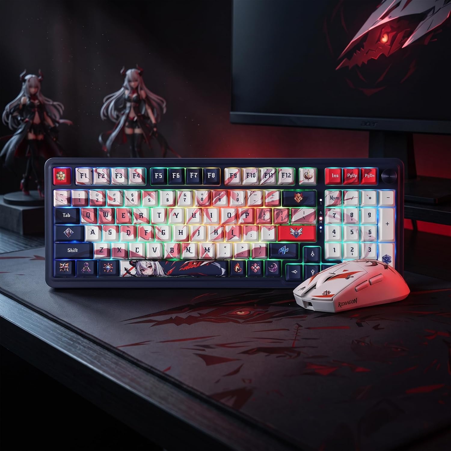 image:imageRedragon K686 PRO Wireless RGB Gasket Gaming Keyboard DyeSub Anime KeycapEisas Paradox Anime Version