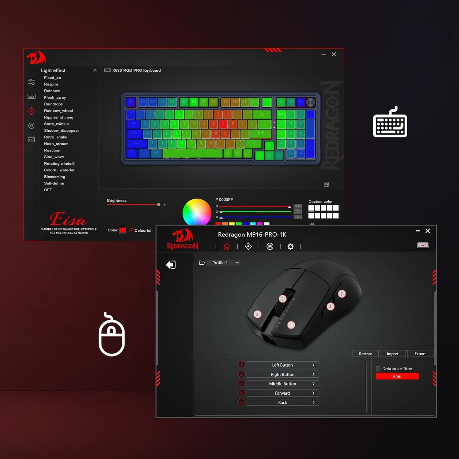 image:imageRedragon K686 PRO Wireless RGB Gasket Gaming Keyboard DyeSub Anime KeycapEisas Paradox Anime Version