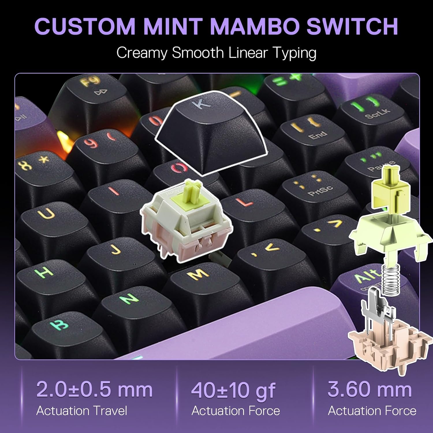 image:imageRedragon K686 PRO Wireless RGB Gasket Gaming Keyboard DyeSub Anime KeycapPurple Rain