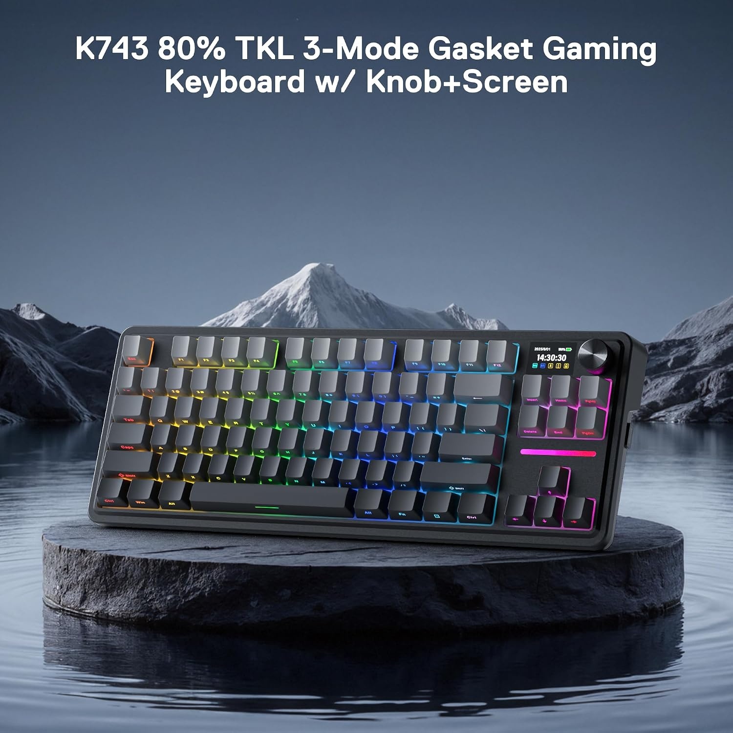 image:imageRedragon K707 PRO SE 80 Wireless Gasket RGB Gaming Keyboard 3Modes 87 Keys TKL Anime Mechanical Keyboard wHotSwap Socket DyeSub PBT Keycaps amp 5Layer Noise Dampening Custom Linear SwitchConcrete Jungle LCD Screen