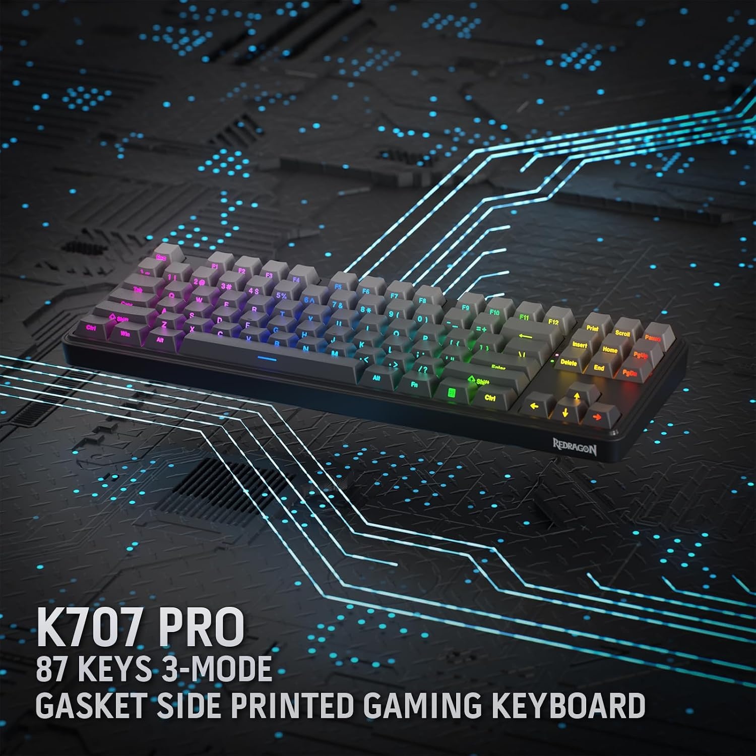 image:imageRedragon K707 PRO SE 80 Wireless Gasket RGB Gaming Keyboard 3Modes 87 Keys TKL Anime Mechanical Keyboard wHotSwap Socket DyeSub PBT Keycaps amp 5Layer Noise Dampening Custom Linear SwitchConcrete Jungle