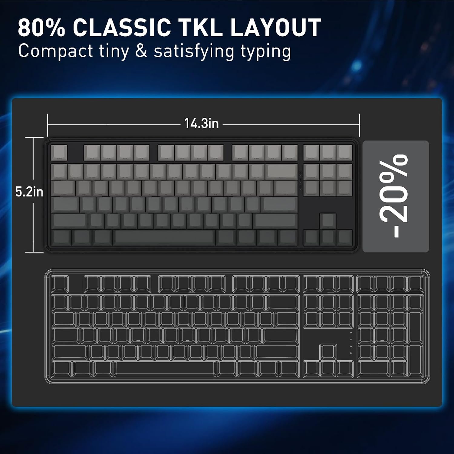image:imageRedragon K707 PRO SE 80 Wireless Gasket RGB Gaming Keyboard 3Modes 87 Keys TKL Anime Mechanical Keyboard wHotSwap Socket DyeSub PBT Keycaps amp 5Layer Noise Dampening Custom Linear SwitchConcrete Jungle