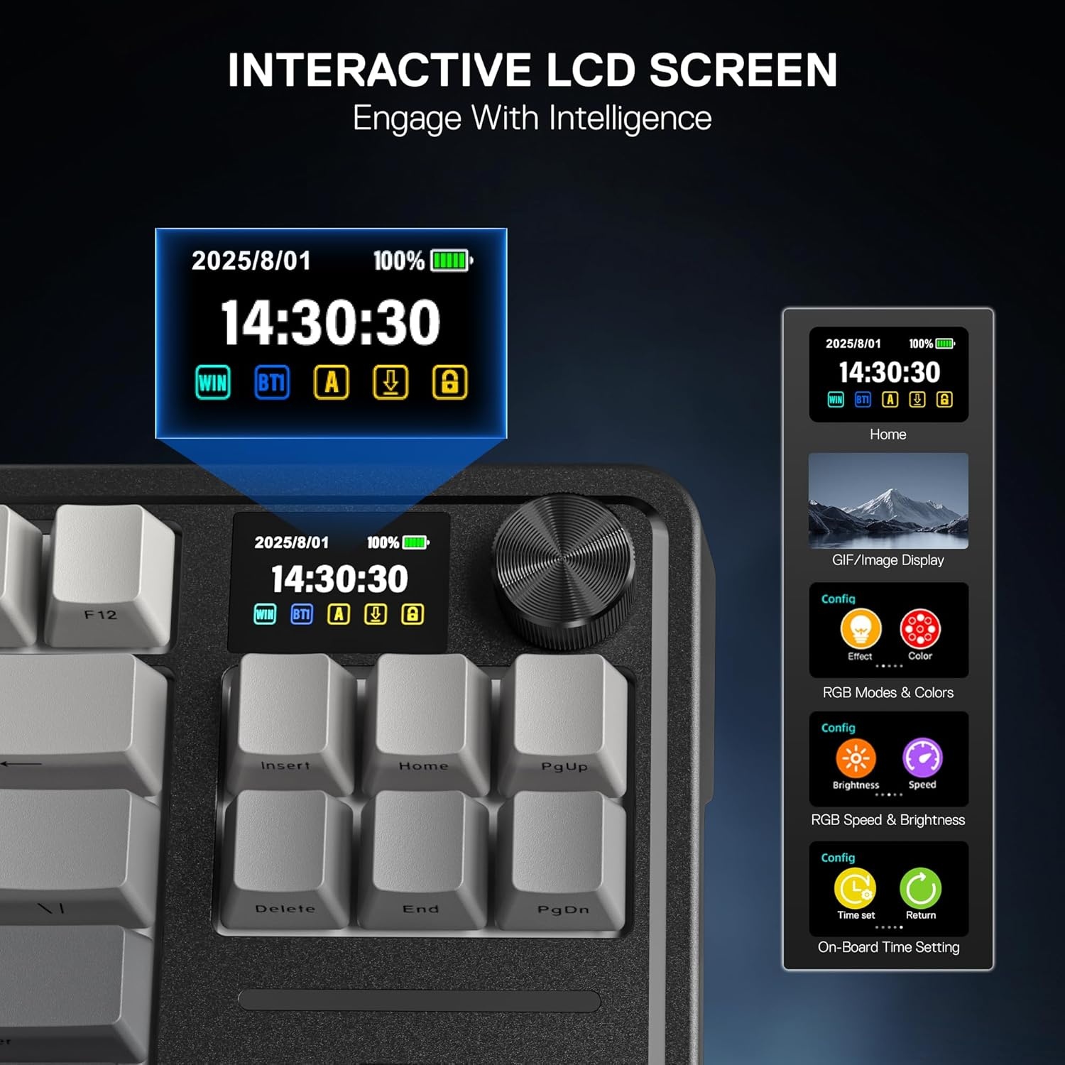image:imageRedragon K707 PRO SE 80 Wireless Gasket RGB Gaming Keyboard 3Modes 87 Keys TKL Anime Mechanical Keyboard wHotSwap Socket DyeSub PBT Keycaps amp 5Layer Noise Dampening Custom Linear SwitchConcrete Jungle LCD Screen