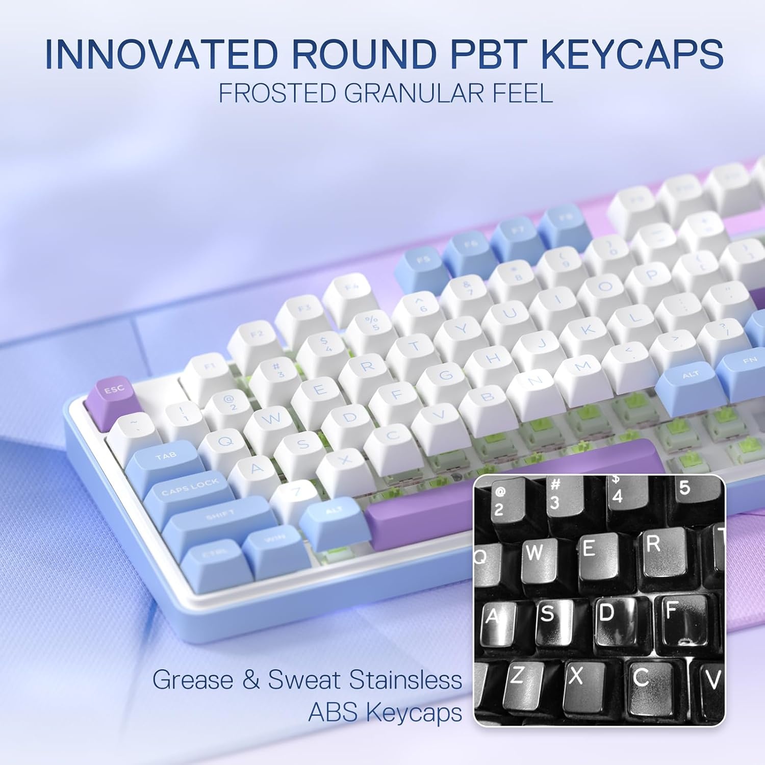 image:imageRedragon K707 PRO SE 80 Wireless Gasket RGB Gaming Keyboard 3Modes 87 Keys TKL Anime Mechanical Keyboard wHotSwap Socket DyeSub PBT Keycaps amp 5Layer Noise Dampening Custom Linear SwitchMoonrise Violet