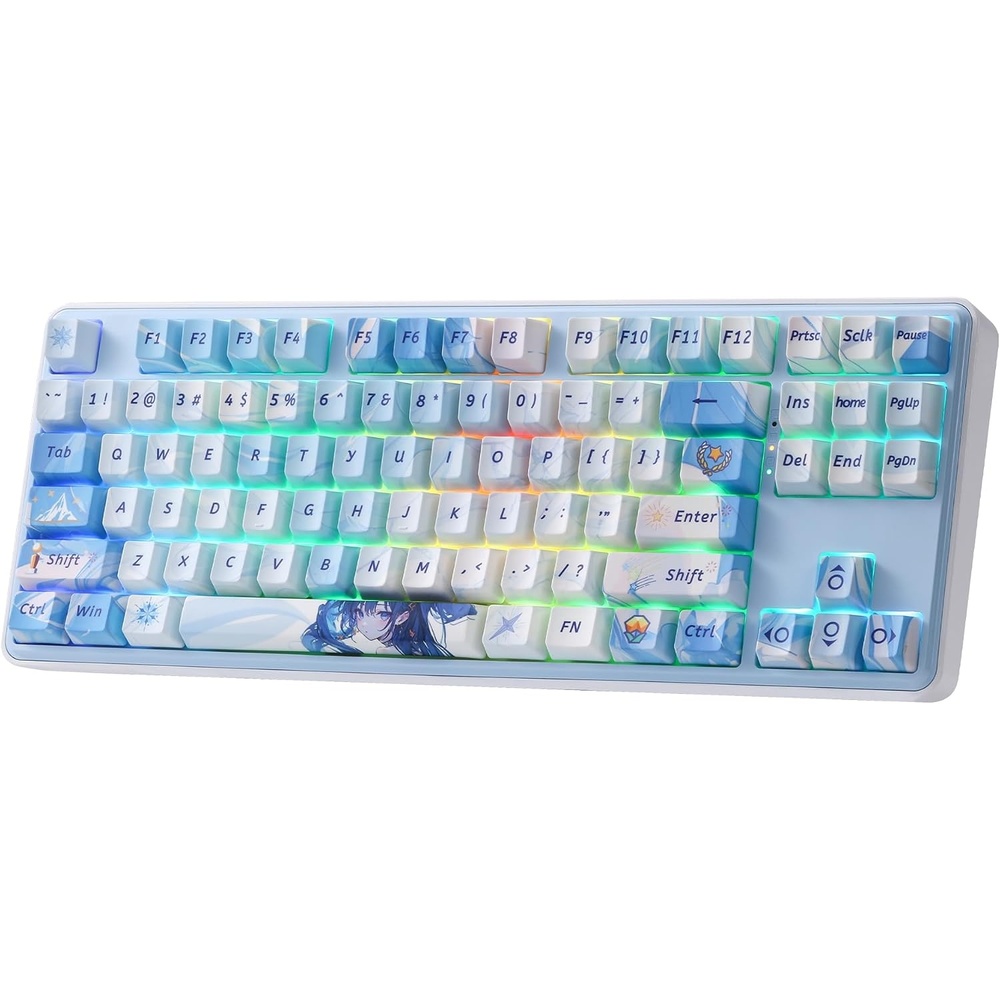 image:imageRedragon K707 PRO SE 80 Wireless Gasket RGB Gaming Keyboard 3Modes 87 Keys TKL Anime Mechanical Keyboard wHotSwap Socket DyeSub PBT Keycaps amp 5Layer Noise Dampening Custom Linear SwitchStarlight Blue Anime Version